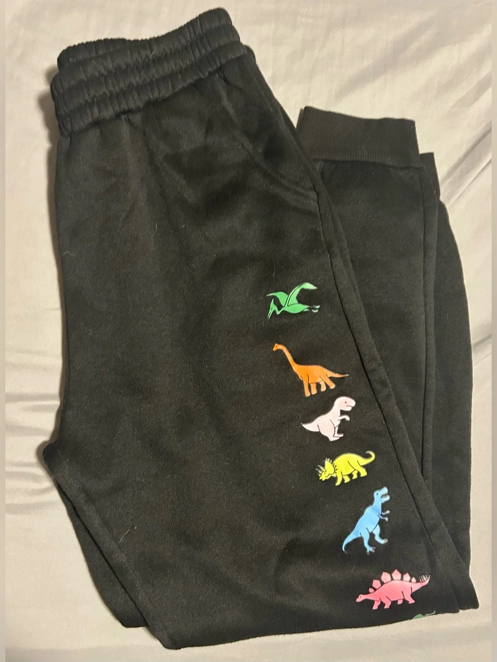 Manfinity Black Joggers Big kids Sweatpants w/ Colorful Dinosaur Accents-size m